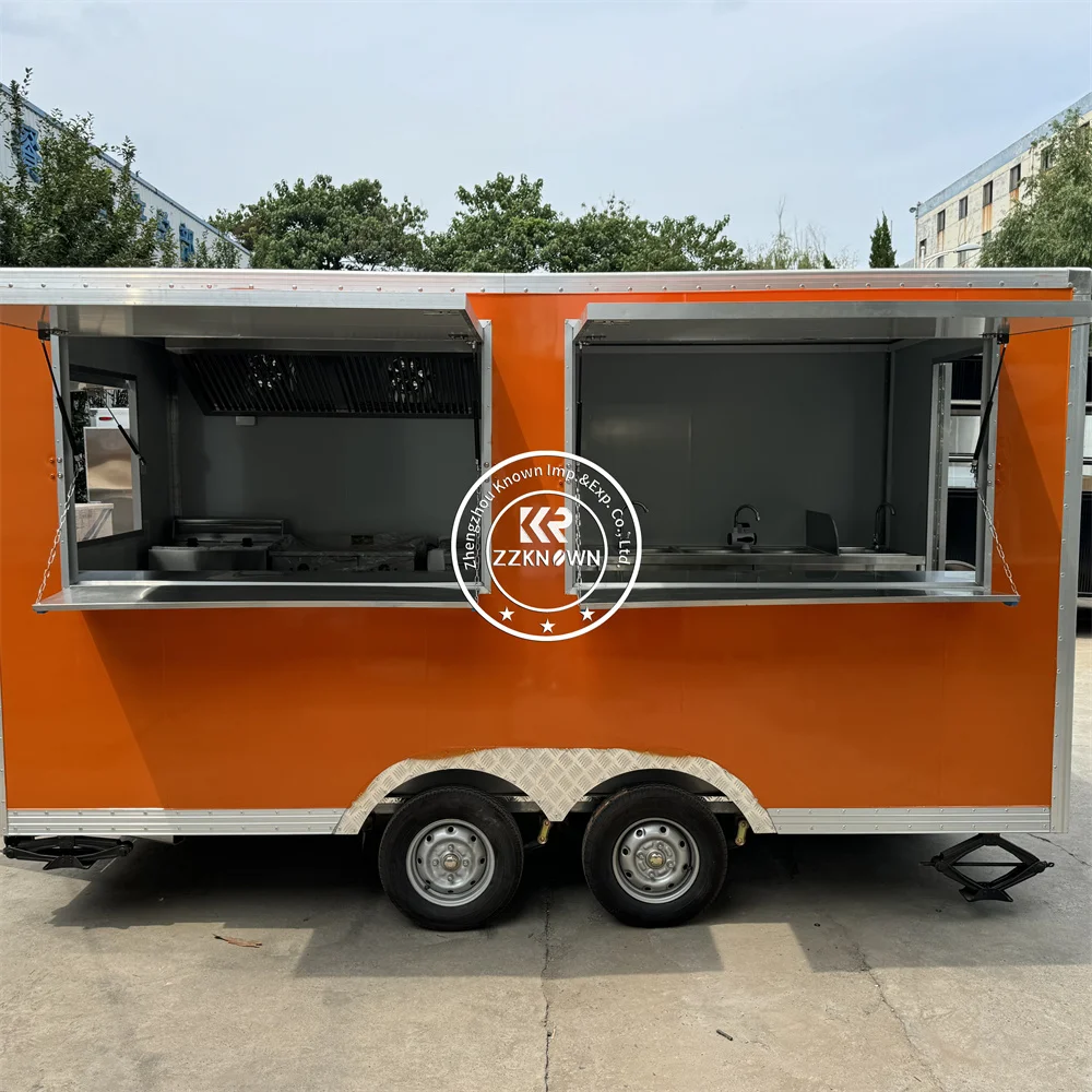 2025 16ft Food Trailer For Fast Food Truck Snack Ice Cream Chips For Catering BBQ Concession BBQ Trailer Hot Dog Cart