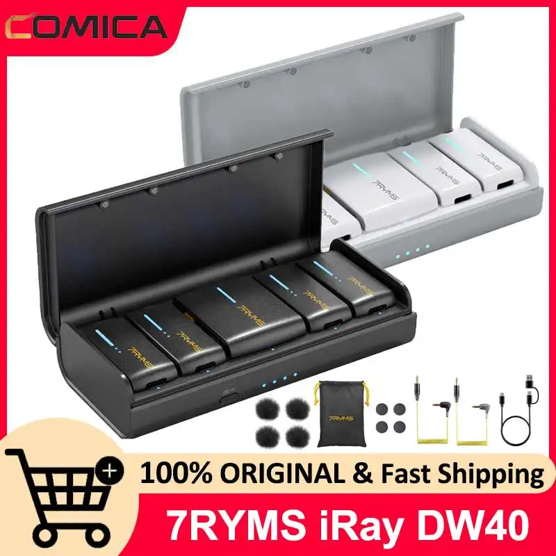 

7RYMS iRay DW40 Four-channel Lavalier Wireless Microphone 4 Audio Tracks Individual Output Noise Cancellation Lapel Microphone