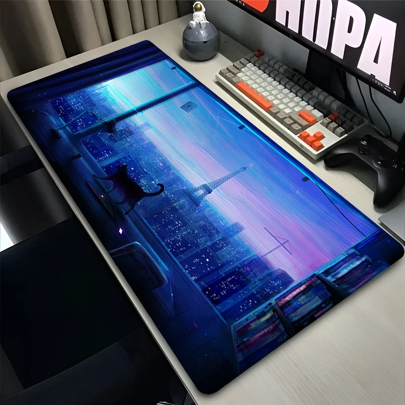 Deskmat Mouse Pad 900x400 Clouds Cat XXL Mousepad Laptop Office Desk Decor Extended Mouse Pad Pc Keyboard Mat Oversize Desk Pad