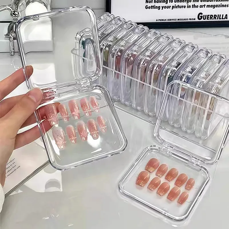 5/10/20 PCS Press-On Nail Storage Acrylic Boxes with Adhesive Sheets Transparent Nail Boxes Jewelry Storage Tool&Accessories view 3