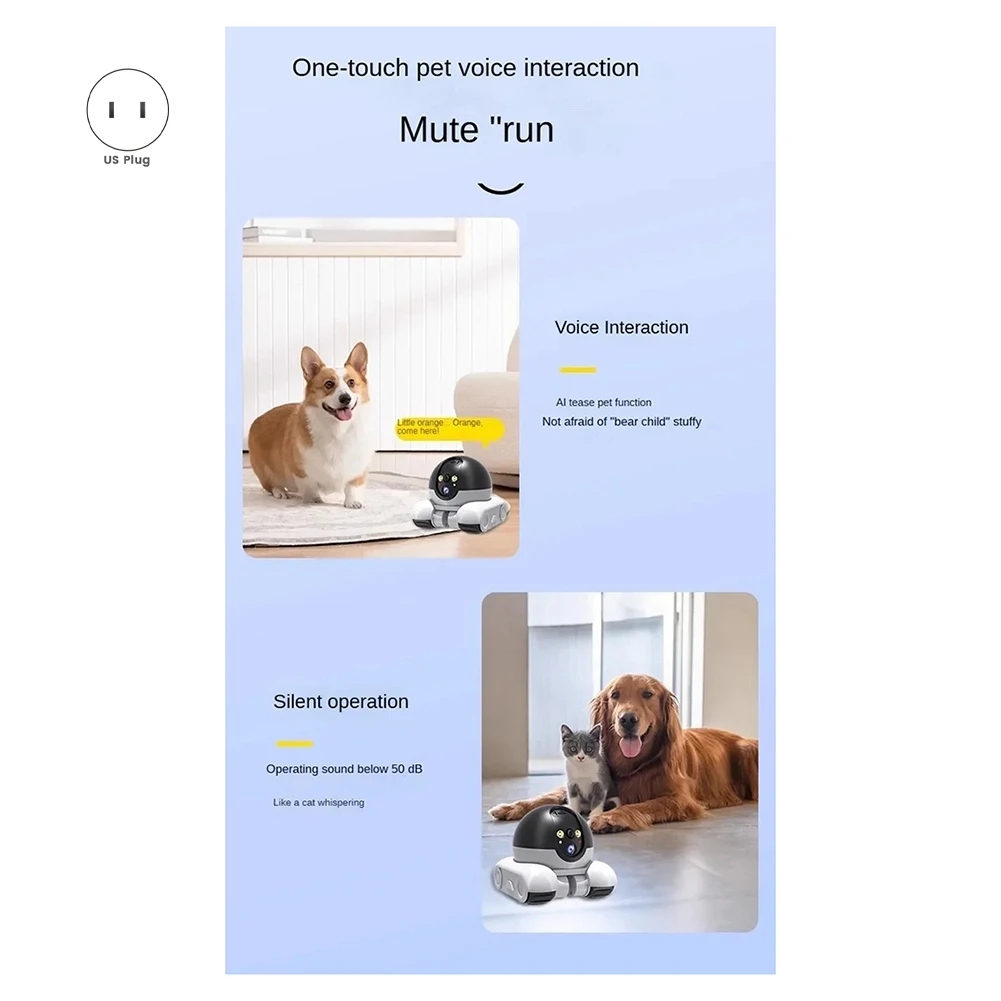 DT81 Smart Home Security4K PTZ Robot Two-Way Audio Color Night Vision Surveillance Baby Pets Monitor Dual Lens Camera US Plug