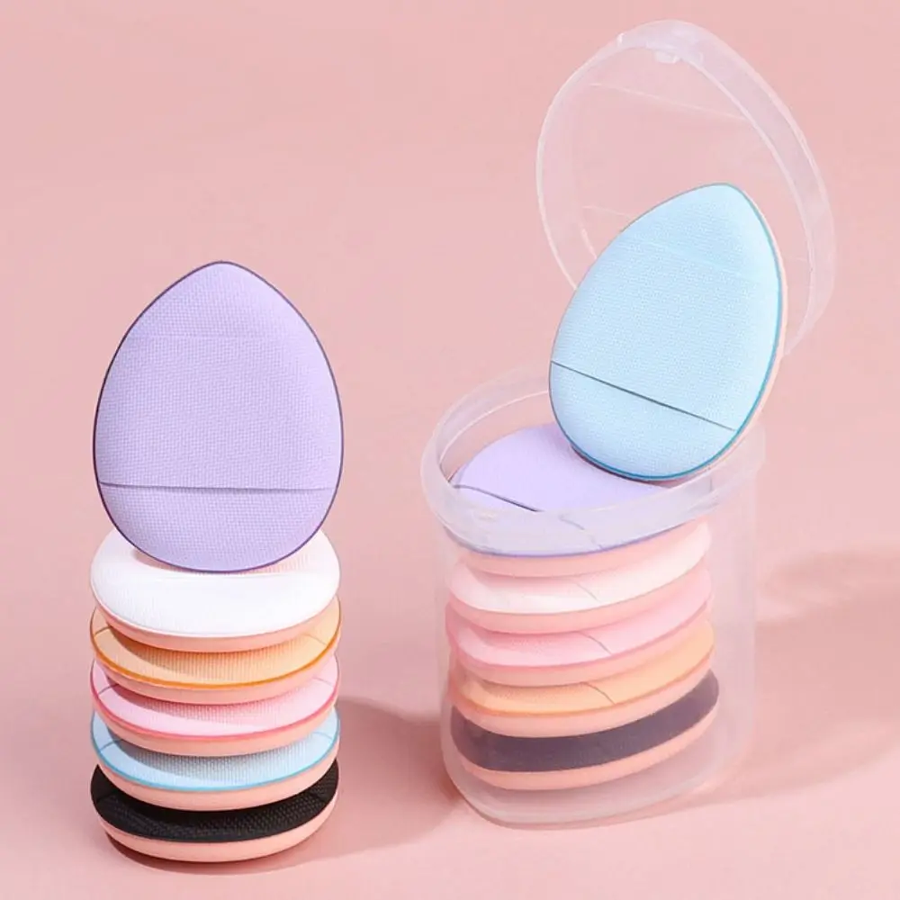 6/10 Stuks Nieuwe Mini Vingerkussens Dun Met Opbergdoos Gemengde Spons Cosmetische Bladerdeeg Herbruikbare Dual-use Luchtkussen Poederdons