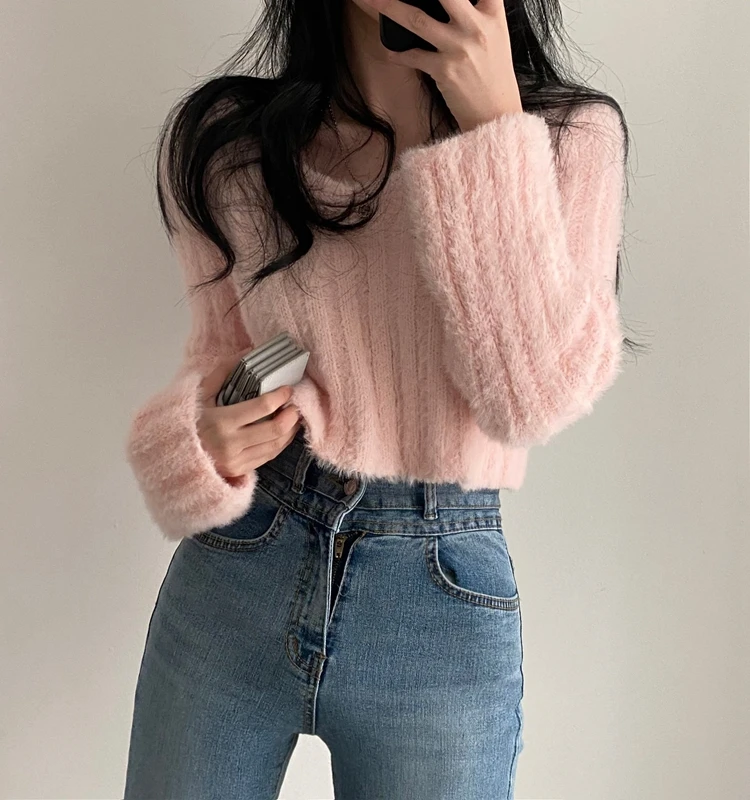 

Women's V-Ne Long Sve Sweater Knitted Casual Sle Street Faion Summer New Arrivals Slim Fit round Ne Pullover Sweater