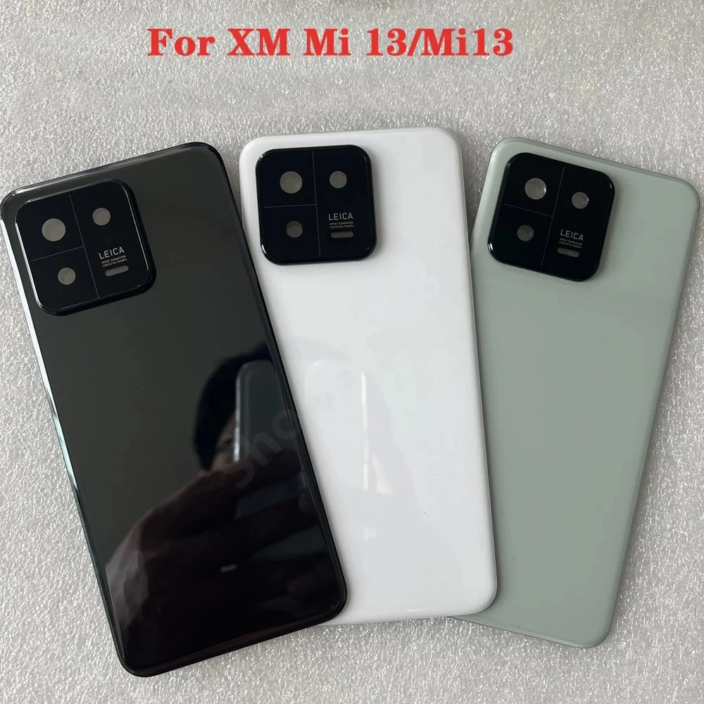 New For Xiaomi Mi 13 Glass Back Battery Cover For Mi13 Door Housing + Flash Cover + Camera Lens