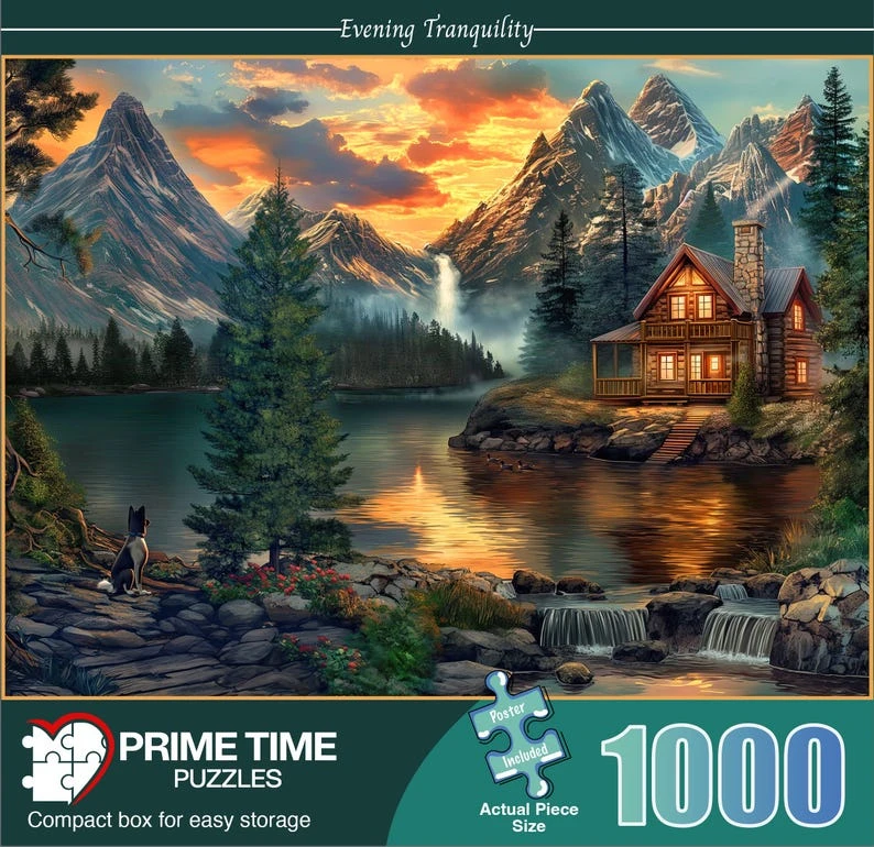 

Mountain Cabin by a Lake Jigsaw Puzzles, Adults Teens Kids Toys Gift Educational Intellectual Decompressing Fun Family Game