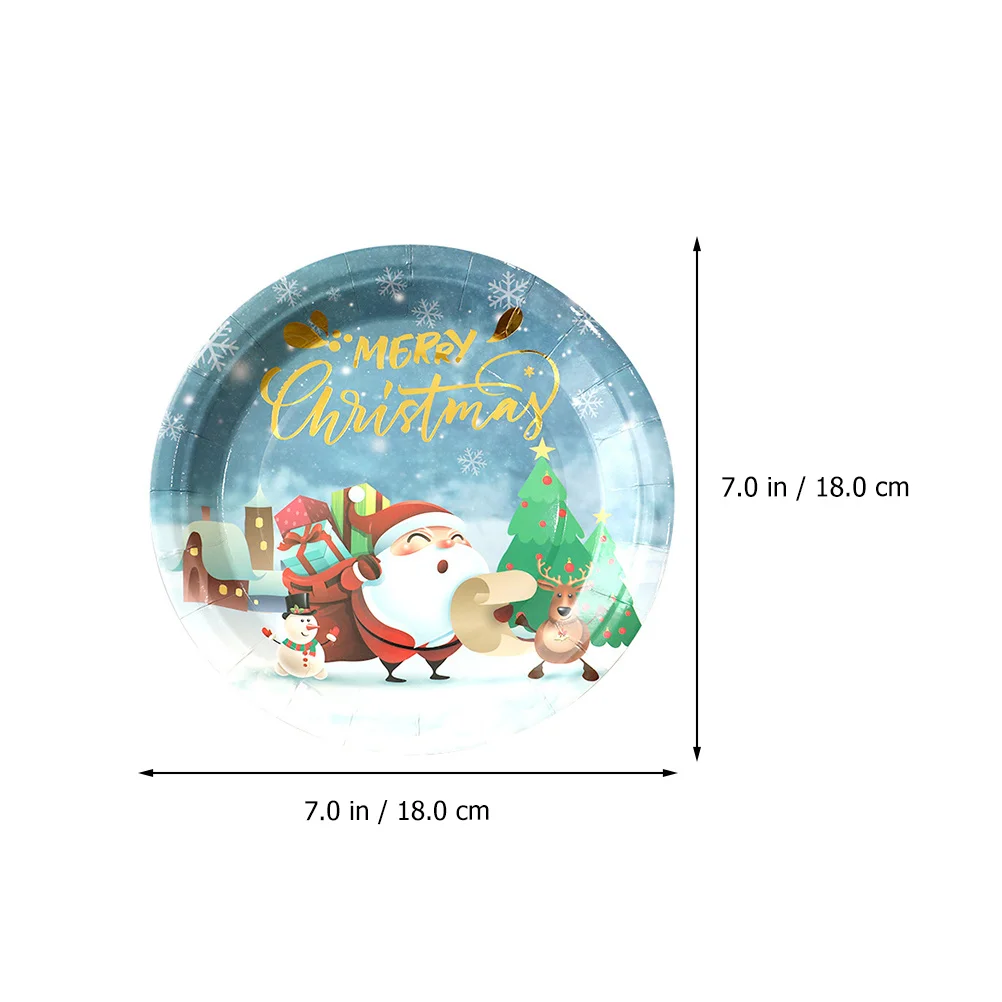 

20Pcs Christmas Wood Plates Disposable Thickened Wood Cups Party Tableware Christmas Flatware Cutlery Dessert Dish