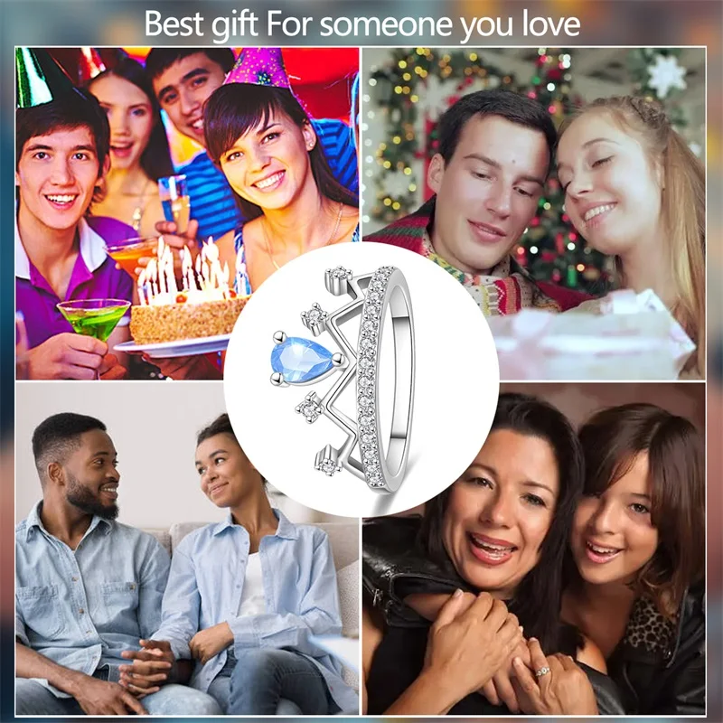 2026 New 925 Sterling Silver Sea Blue Crown Ring For Women Fashion Exquisite Birthday Anniversary Jewelry Gifts 6