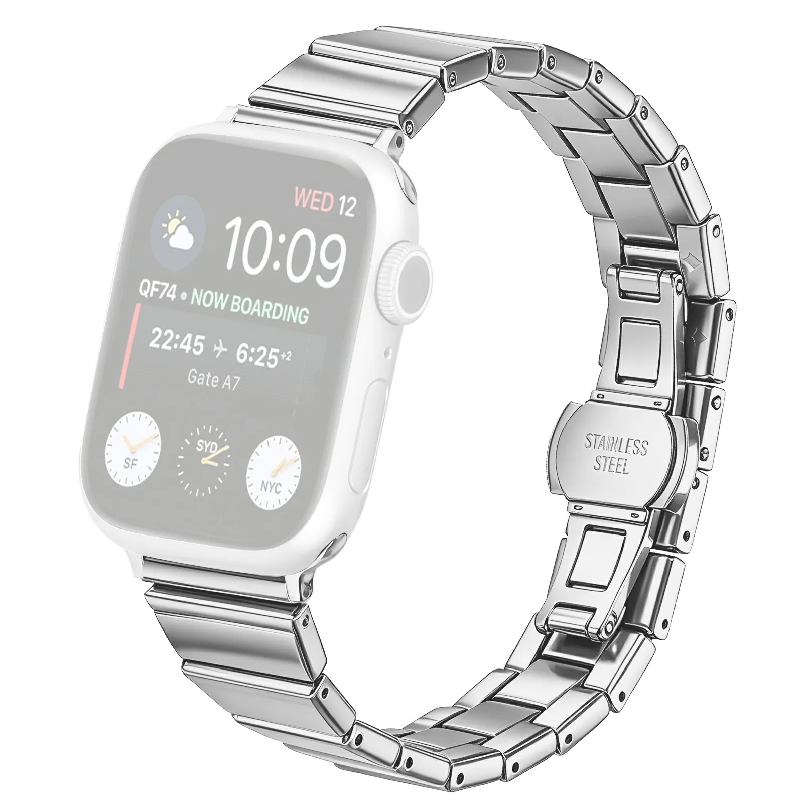 Watch Band For Apple Watch Series 11 10 42mm / 9 8 7 41mm / SE3 SE2 SE 6 5 4 40mm / 3 2 1 38mm , 18mm Stainless Steel One-Beaded
