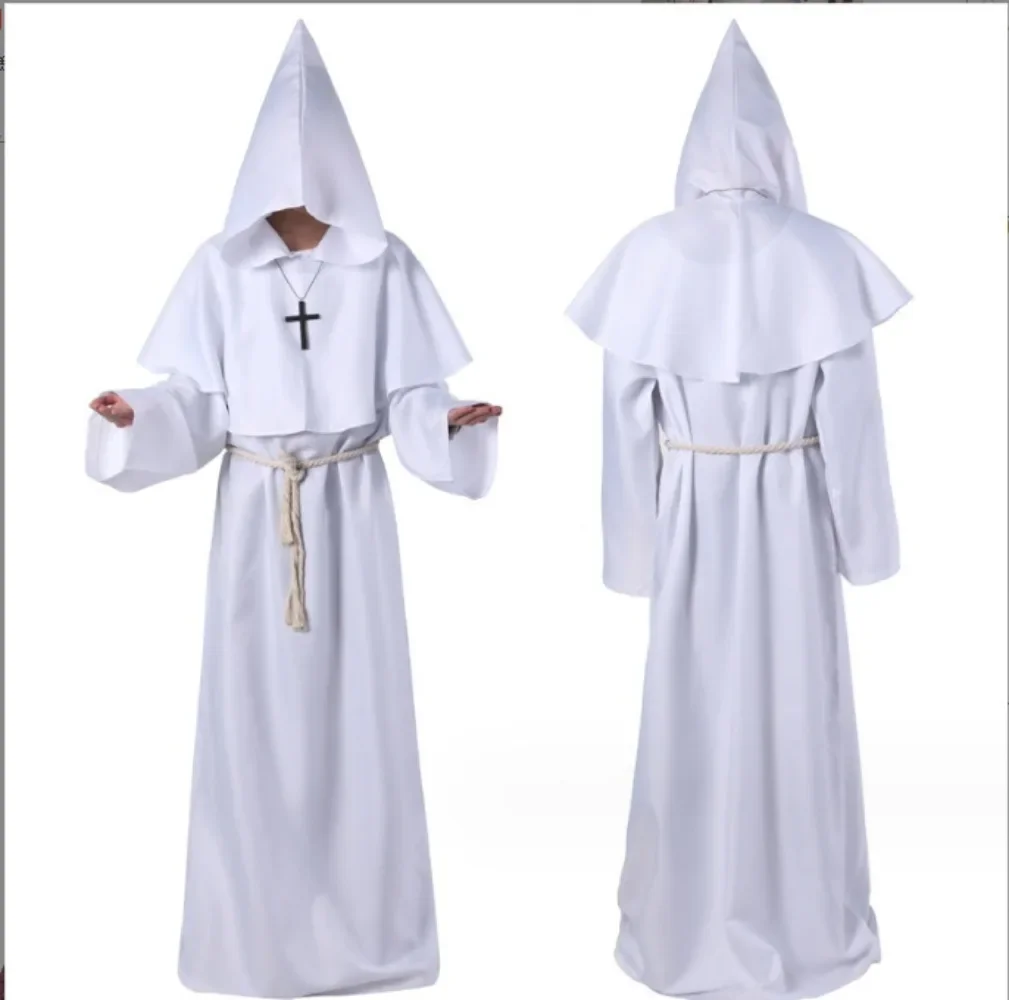 Vintage Medieval Hooded Monk Priest Wizard Robe Adult Loose Stage Outfit For Theme Masquerade Carnival Party Halloween Cosplay - view 6