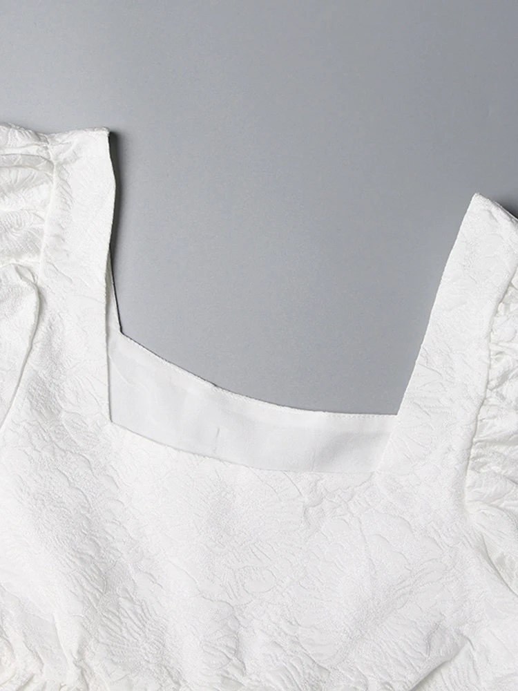 VGH abiti Soild minimalisti per le donne colletto quadrato manica a sbuffo High Wiast Casual Mini abito allentato abbigliamento moda femminile nuovo