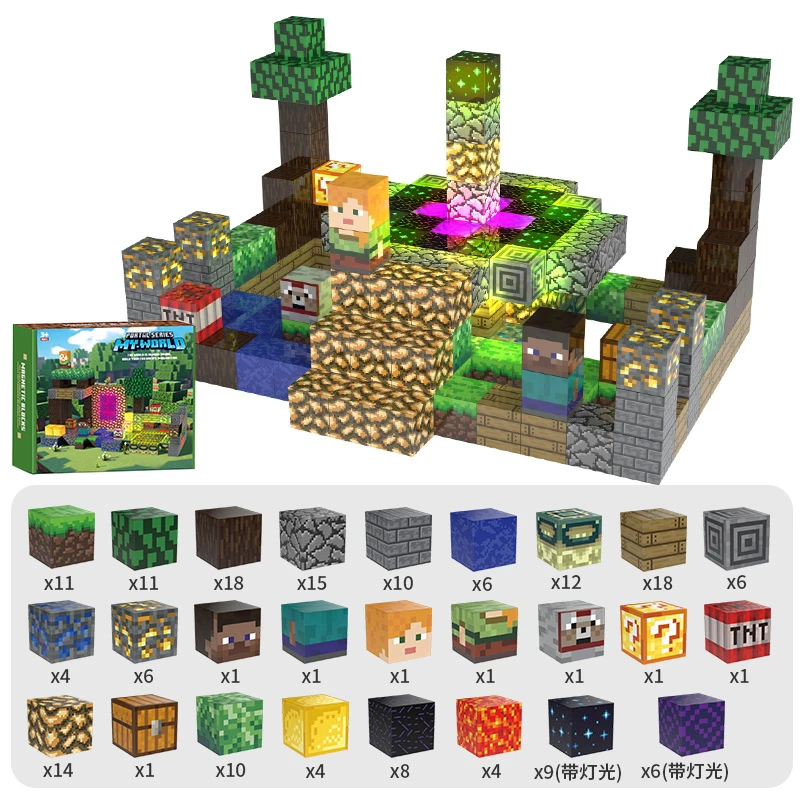 180 pièces blocs magnétiques ensembles enfant jouets de construction 2 cm Cubes magnétiques modèle mondial avec Cubes de construction légers tige sensorielle cadeaux pour tout-petits