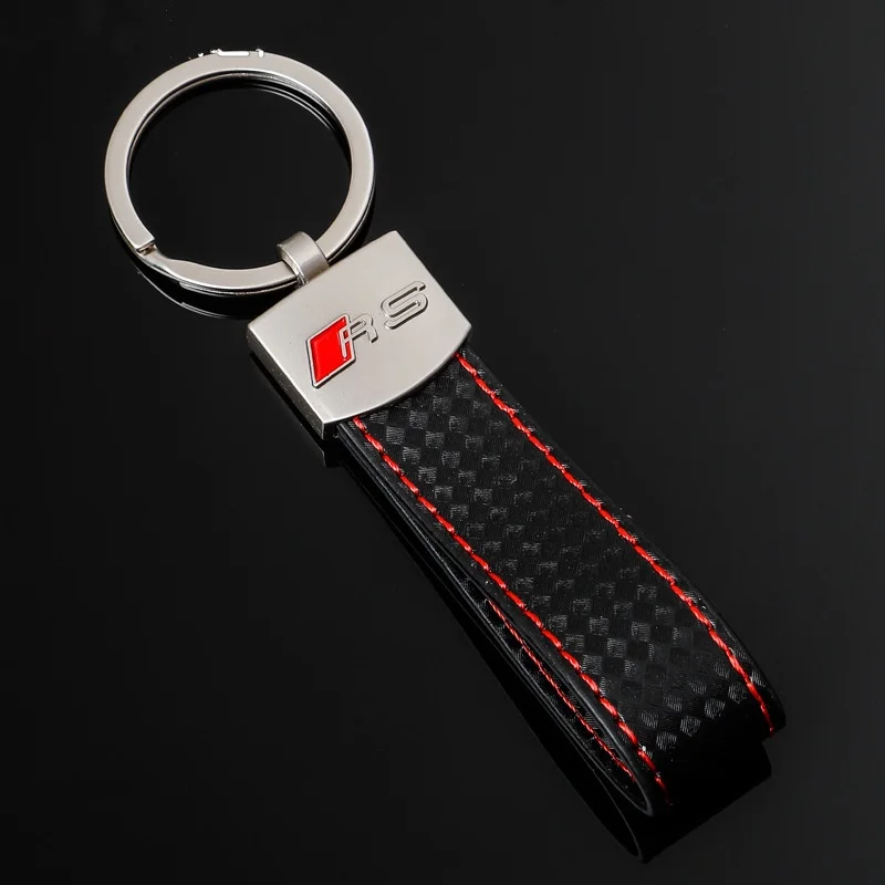 Car Leather Keychain Alloy Keyrings For Audi RS 3 LMS 4 Avant 5 6 7 Q8 Sline A4 B8 B6 B7 B9 A3 8v 8p A6 C6 C7 C5 Q5 Q7 A1 Q3 8l