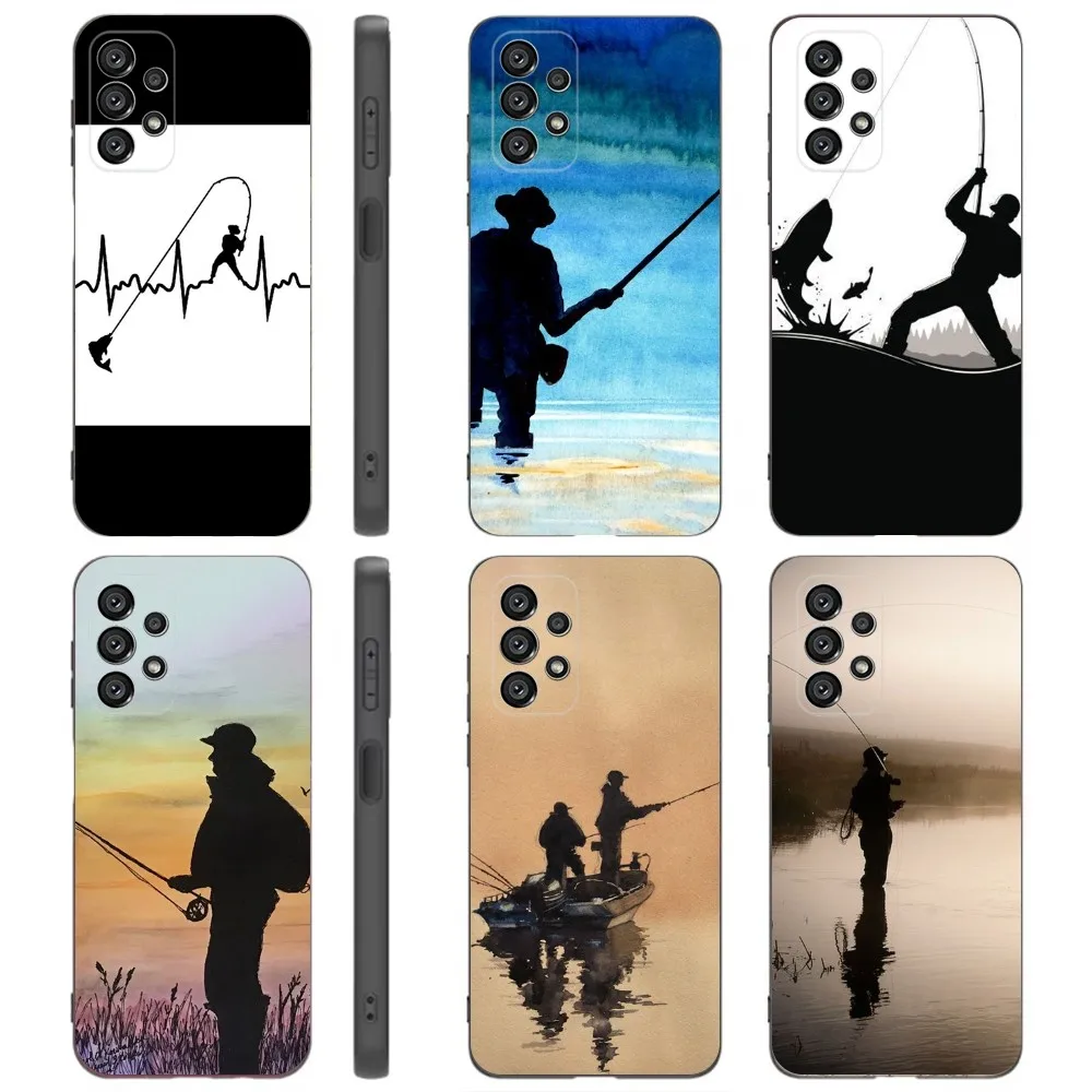 Fishing Fisherman  Phone Case For Samsung Galaxy A91,A80,A73,A72 ,A71,A53A52,A32 ,A31A22,A21s,A20,Black Cover