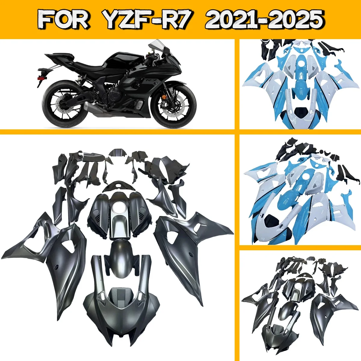 

Комплект обвесов для мотоцикла Yamaha YZF R7 2021-2025 годов, полный комплект обтекателей из ABS-пластика, панели кузова 21-25 YZFR7
