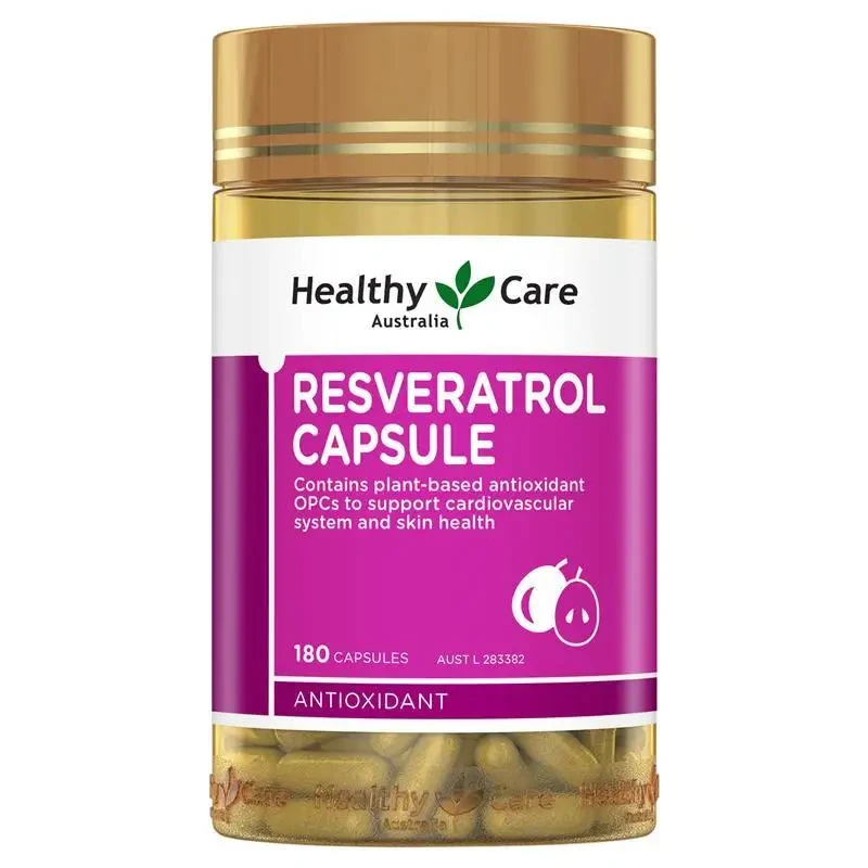 

Australia Healthy Care High Potency Resveratrol 180Capsule Antioxidant Grape Seed OPCs Support Cardiovascular Immune Skin Health