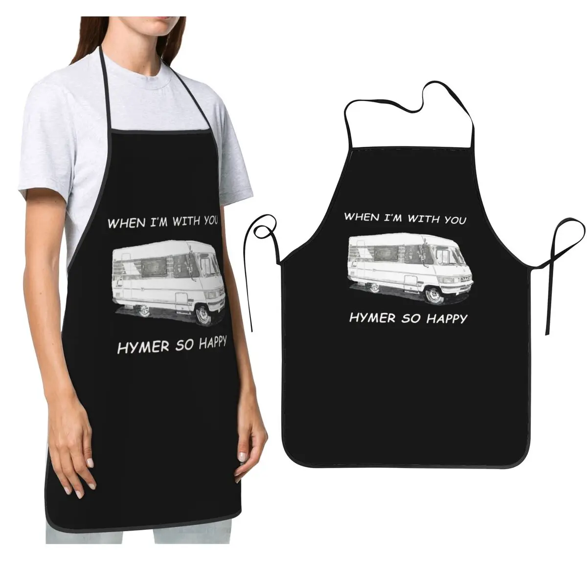 

Фартук When I'm With You Hymer So Happy Фартук шеф-повара Кулинария Столер Водонепроницаемый нагрудник Кухонный сарафан для уборки