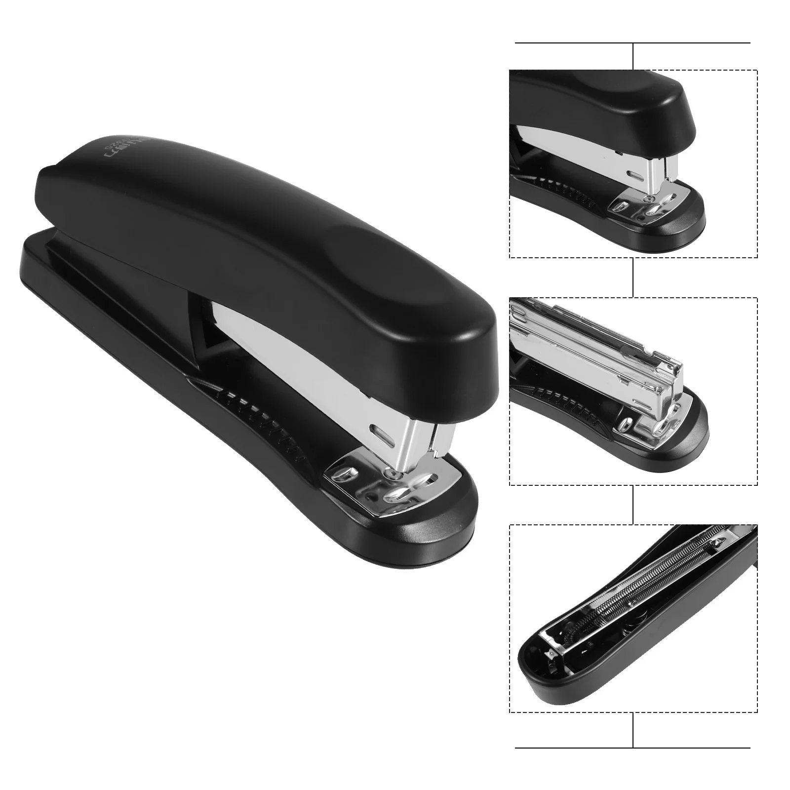 4pcs Stainless Steel Stapler Black Practical Paper Stapling Tool For School Office Student Stationery Handheld Binding