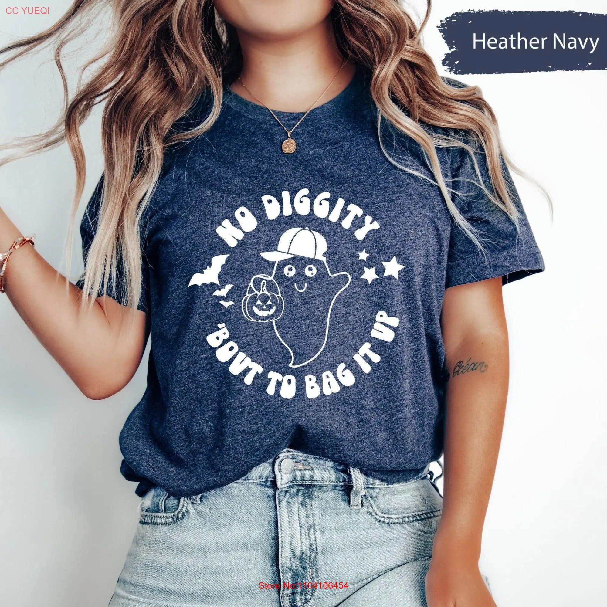 No Diggity Bout To Bag It Up T Shirt Funny Boo Haloween Halloween Spooky Season Creepy long or short sleeves