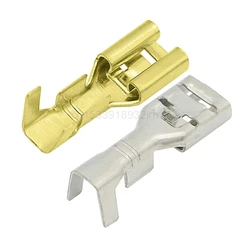 100 Uds 5,2mm 6,3mm 9,5mm pala hembra empalme rápido inserción directa con conector de engarzado de espina Terminal de engarzado no aislado