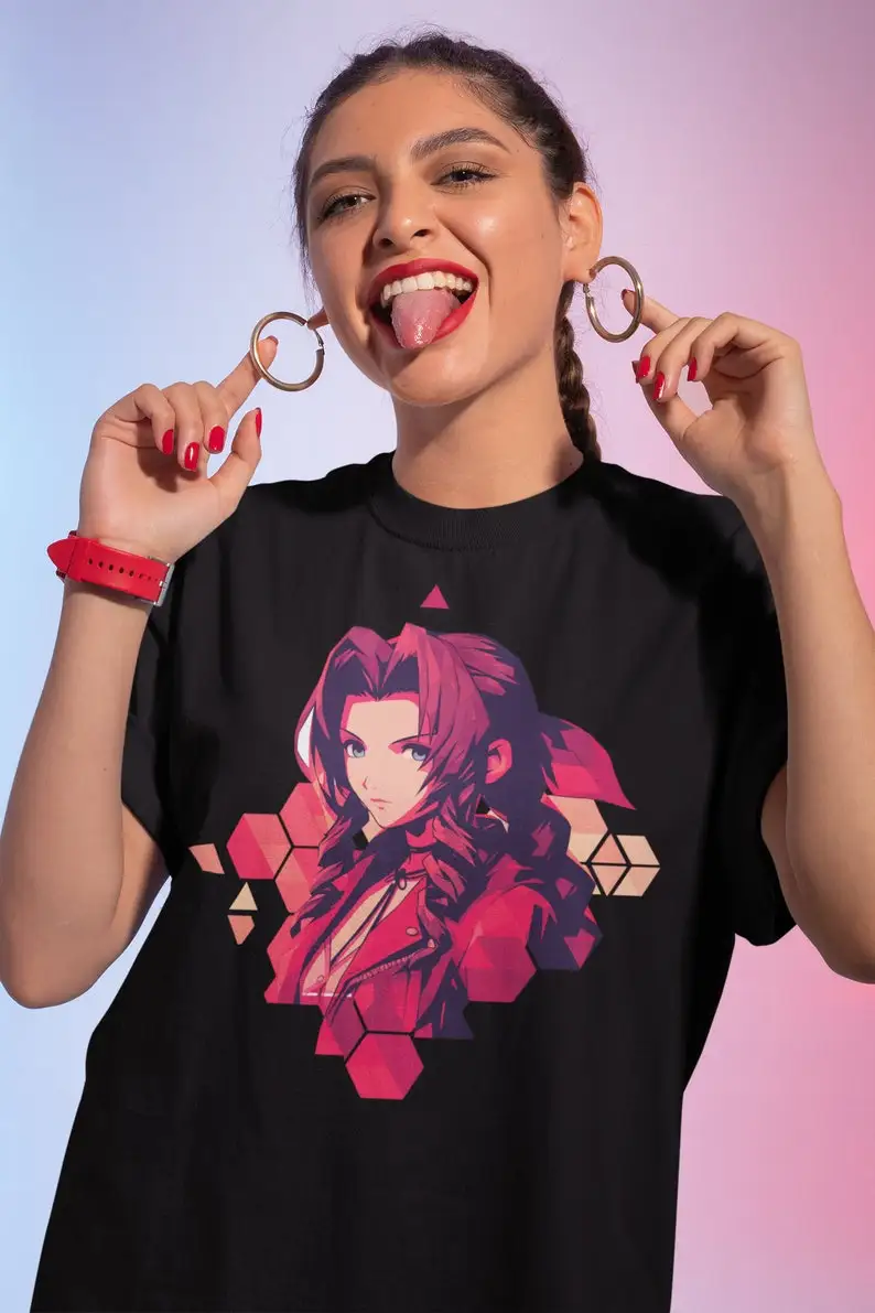 Comic Aeris Anime Softstyle T-Shirt, FF7 Shirt, Final Fantasy Tee, FF Merch, Moogle Shirt