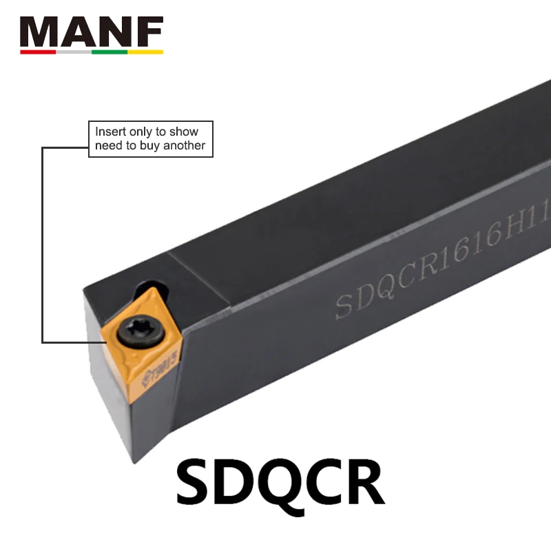 Manf ferramenta de torneamento SDQCR-1616H11 10mm 12mm dcmt11 inserções torno cortador mandril torneamento externo ferramenta titular