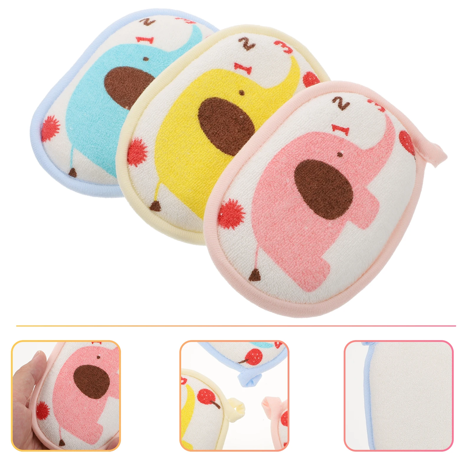 

3pcs Sponges Gentle Exfoliating Shower Scrubbers Durable Bath Brushes Toddler Bath Tools Smooth Silky Feel Easy Clean Gift
