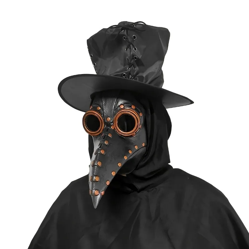 قناع منقار الطيور أصلي طبيب الطاعون Steampunk للهالوين إكسسوار تنكري من اللاتكس الطبيعي أزياء الهالوين للحفلات
