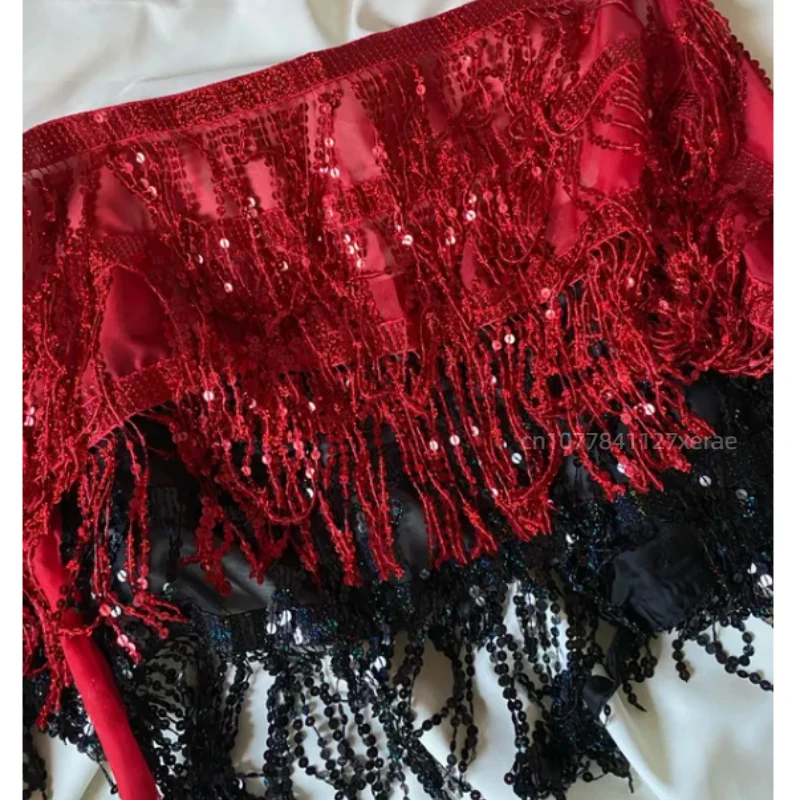 Catena in vita per danza del ventre di Halloween, paillettes per sciarpa in vita per danza indiana, sciarpa per fianchi con nappe, accessori per danza orientale