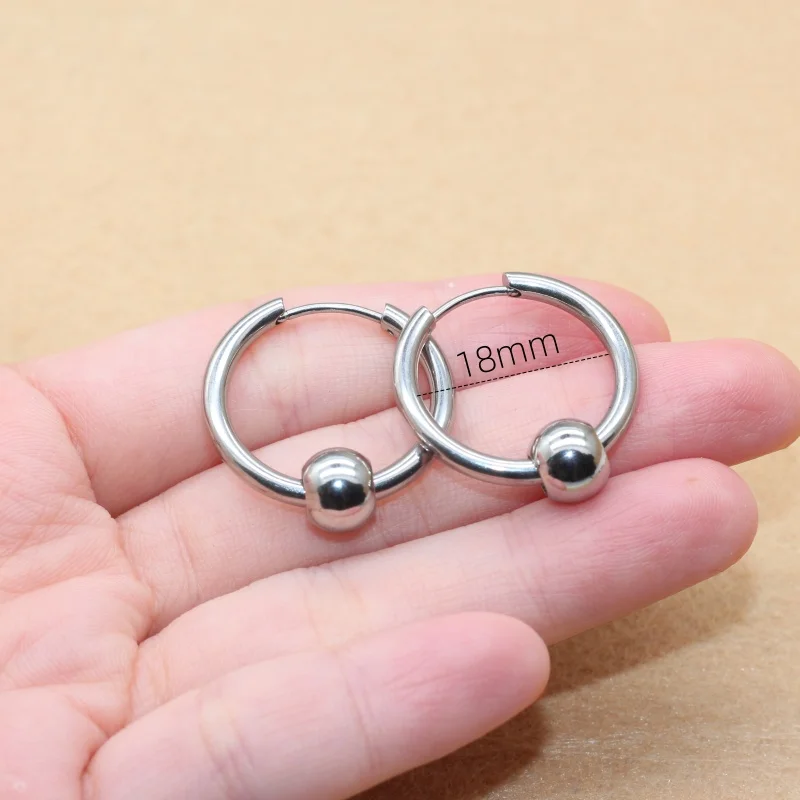 2pc Lot Stainless Steel Round Men Women Hoop Earrings Thick 2.5MM 8 10 12 20mm For Choose Brief Style Fashion Jewelry