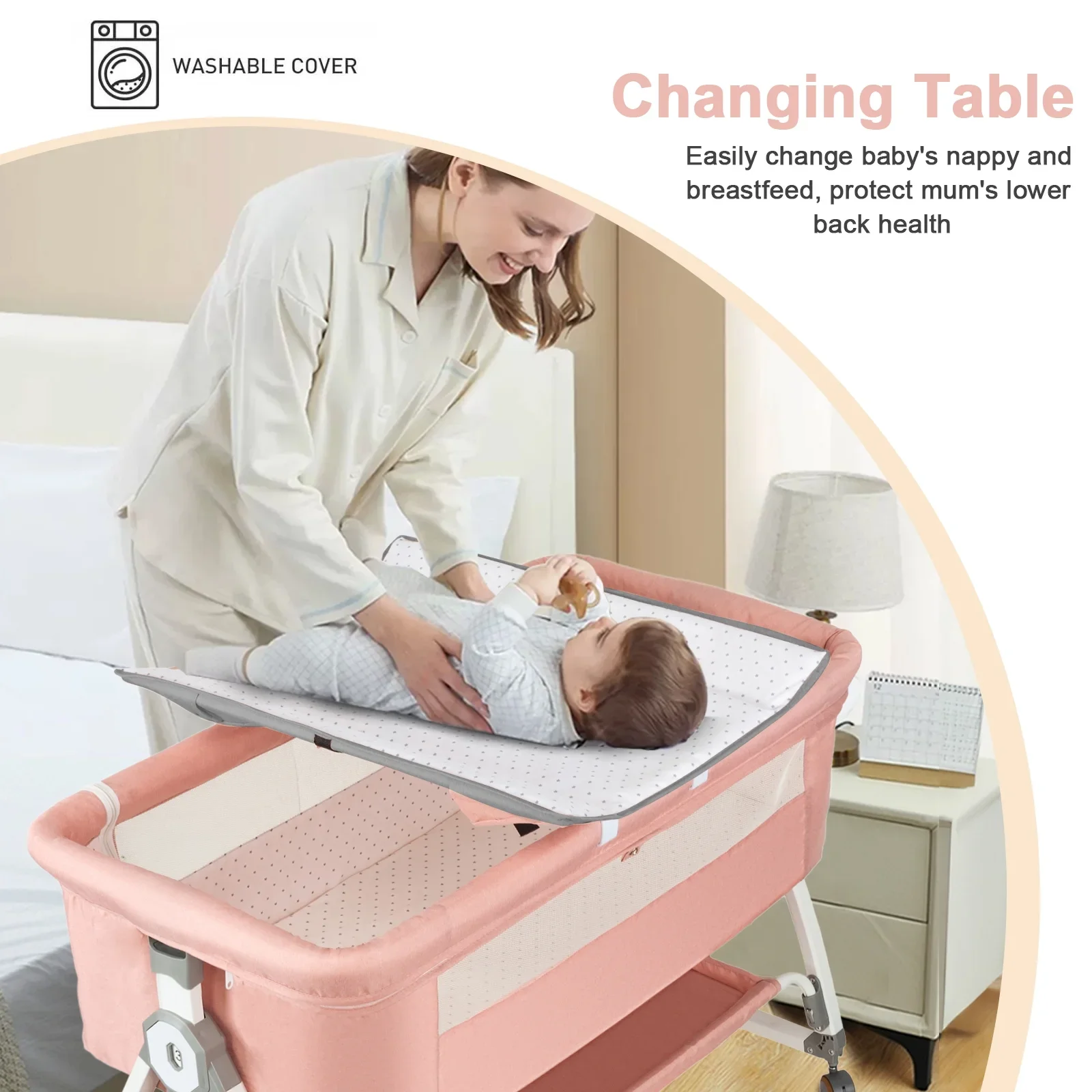 Foldable Adjustable Baby Bassinet 7