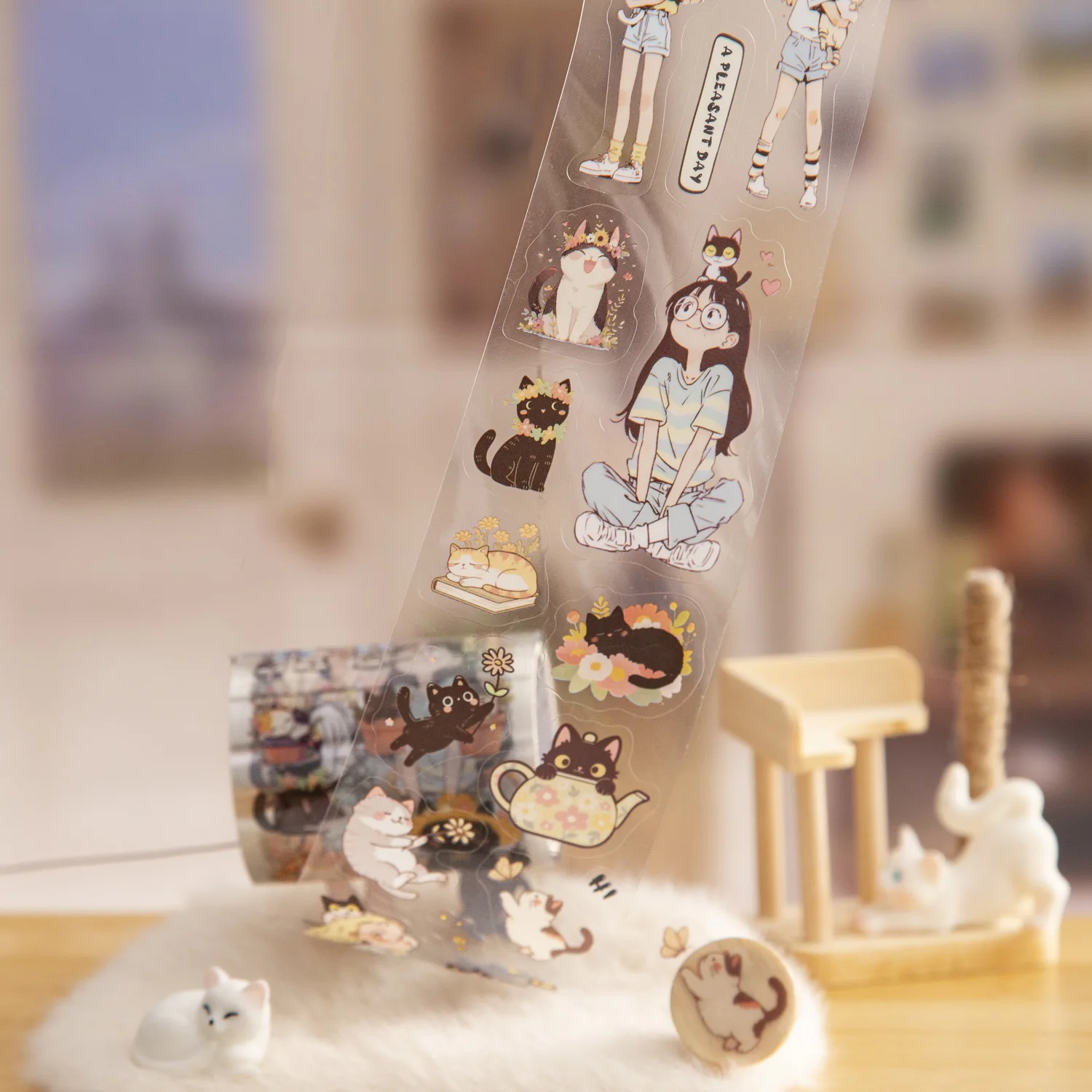 1 rotolo di nastro decorativo per animali domestici con personaggi dei cartoni animati, adatto per scrapbooking fai da te, materiali per collage, custodia per telefono e decorazioni per notebook