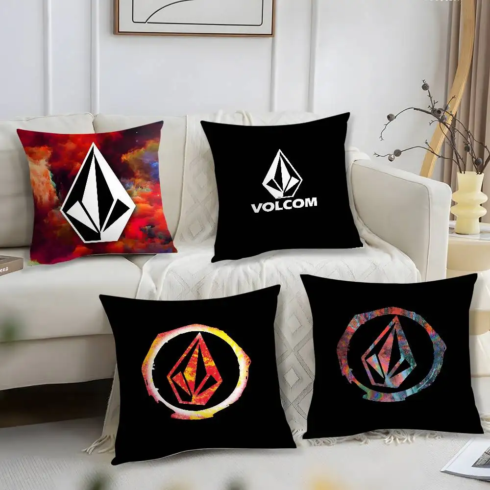 Mode V-VolcomS LOGO Kissen Fall Kurze Plüsch Druck Kissen Abdeckung Platz Dekokissen Abdeckungen Sofa Wohnkultur
