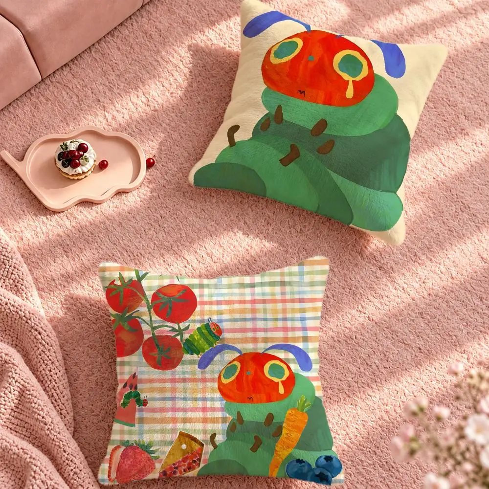 Book Kids Very Hungry Caterpillar Cushion Cover Cute Cartoon Throw Pillow Cover Soft Plush Cushion Cover Sofa Bedroom Home Decor