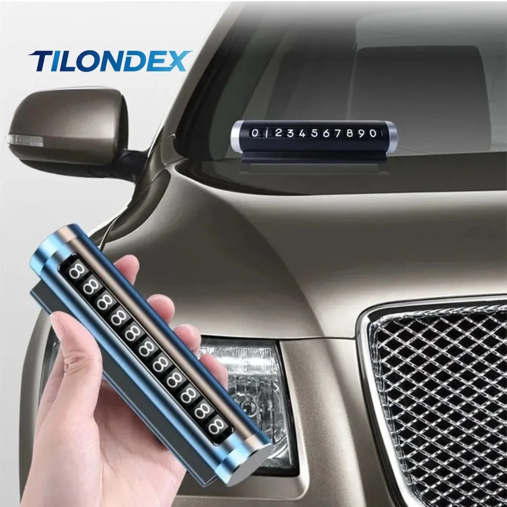 TILONDEX Metal Car Temporary Parking Card Universal Rotate Phone Number Plate Aluminum Stickers Park Stop in Car-styling Auto Ac