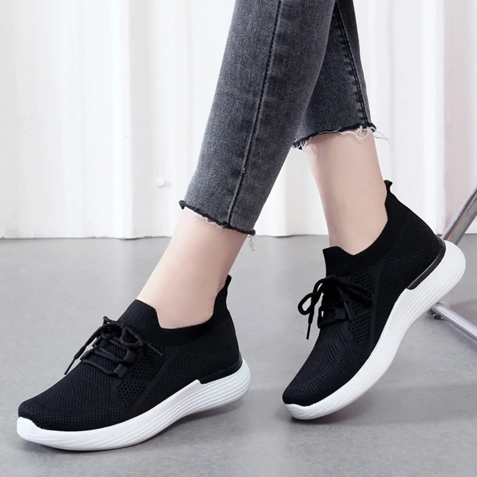 Summer Solide Corlor Casual Women Flat Sneakers Consice Mesh Outerwear Walking Women Shoes Comfortable Breathable Sports Shoes