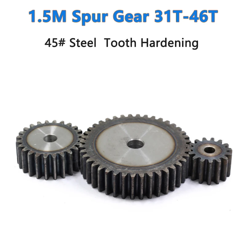 

1pc 31T-46T 1.5M Precision Spur Gear 1.5 Mod Flat Gear 31 32 33 34 35 36 37 38 39 40 41 42 43 44 45 46 Teeth 45# Steel Hardened