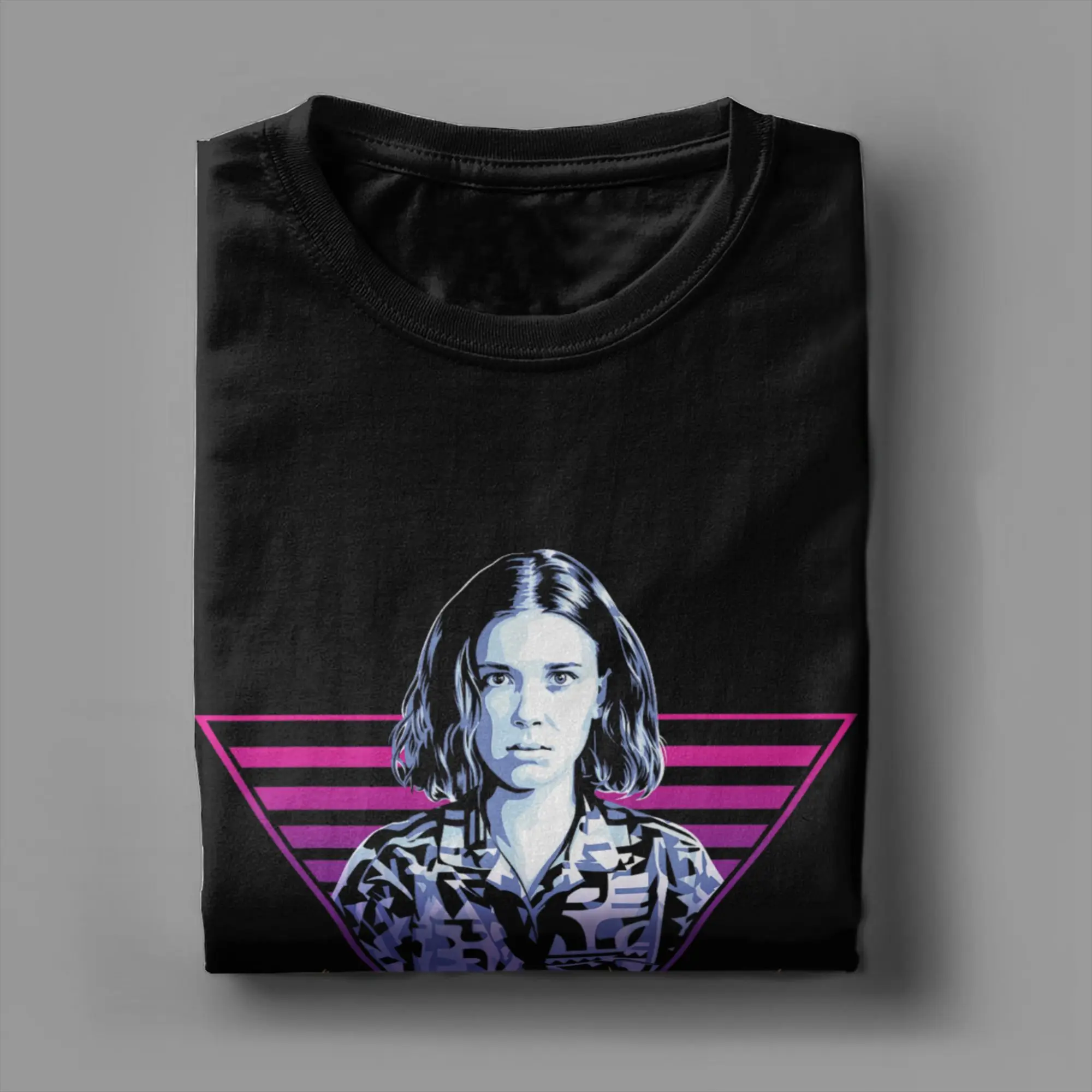 Camisetas Masculinas Gola Redonda de Algodão Puro com Temática de Série de Terror de Novidade S-Stranger in A World Be an Eleven - Lançamento de Roupas