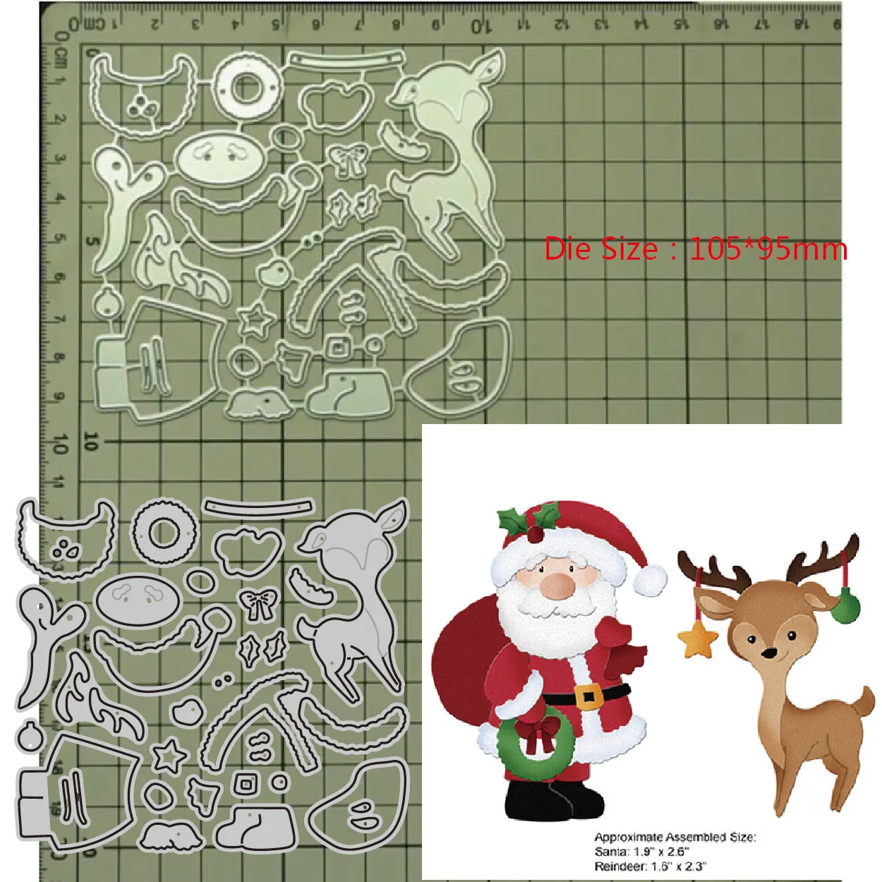 2023 New Metal Cutting Dies Santa Claus and Deer Decoration DIY Scrapbook Paper Craft Knife Mould Blade Punch Stencils Dies