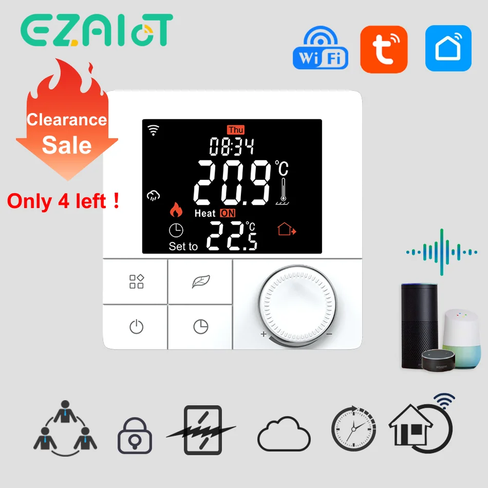 Tuya 와이파이 온도 조절기 물/전기 바닥 난방 가스 보일러 온도 컨트롤러, 스마트 홈 알렉사 구글 음성 제어