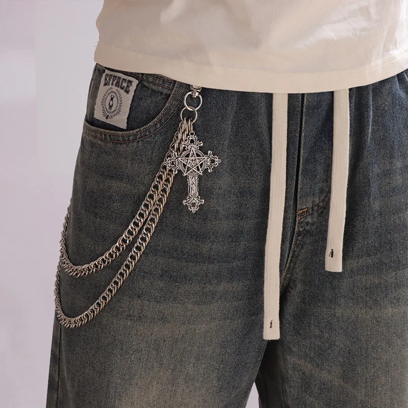 موضة الشرير السراويل المعدنية سلسلة الهيب هوب الخصر سلسلة الصليب قلادة الجينز سلسلة للرجال النساء اكسسوارات الهدايا
