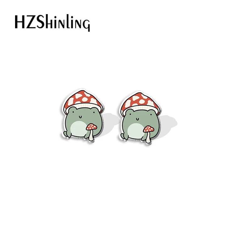 Cartoon Green frog Animal Acrylic Stud Earrings Resin Epoxy Ear Jewelry Earrings for Women