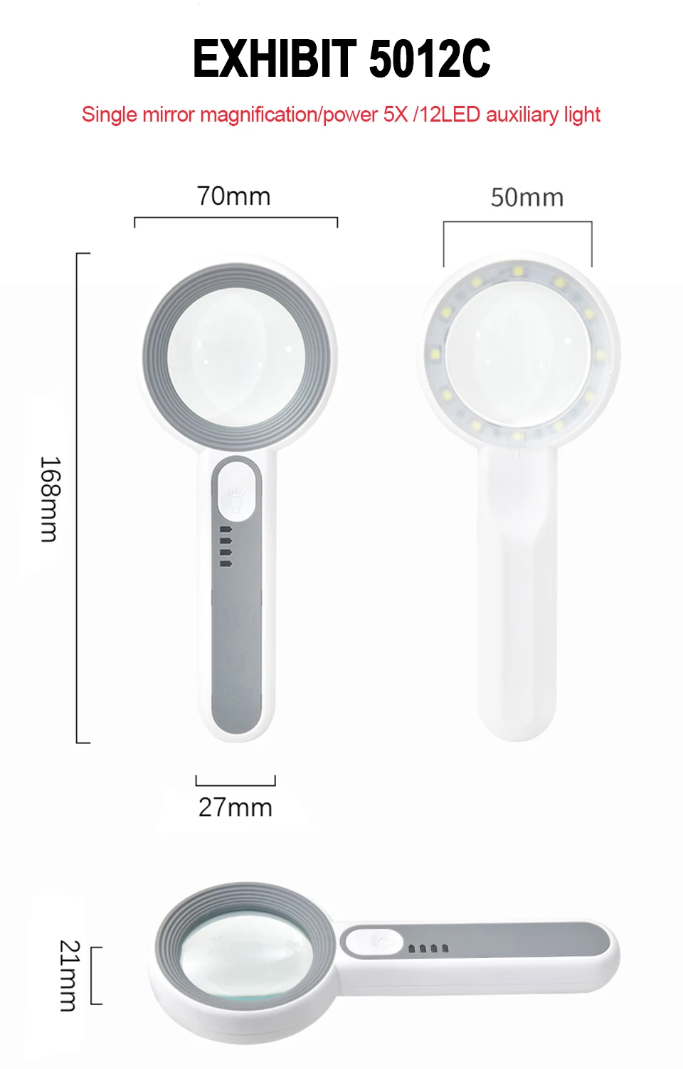 Handliche, wiederaufladbare Lupe mit LED-Licht, 3 Modi, beleuchtete Lupe für Senioren, zum Lesen, für Reparaturen, zum Basteln und zur Inspektion. – Detail 9