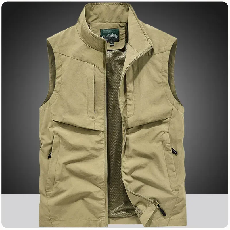 Plus Size 7XL 8XL Men’s Fishing Vest Outdoor Quick-Dry Hunting Travel Gym Jogging Running Sport Sleeveless Mesh Waistcoat Jacket