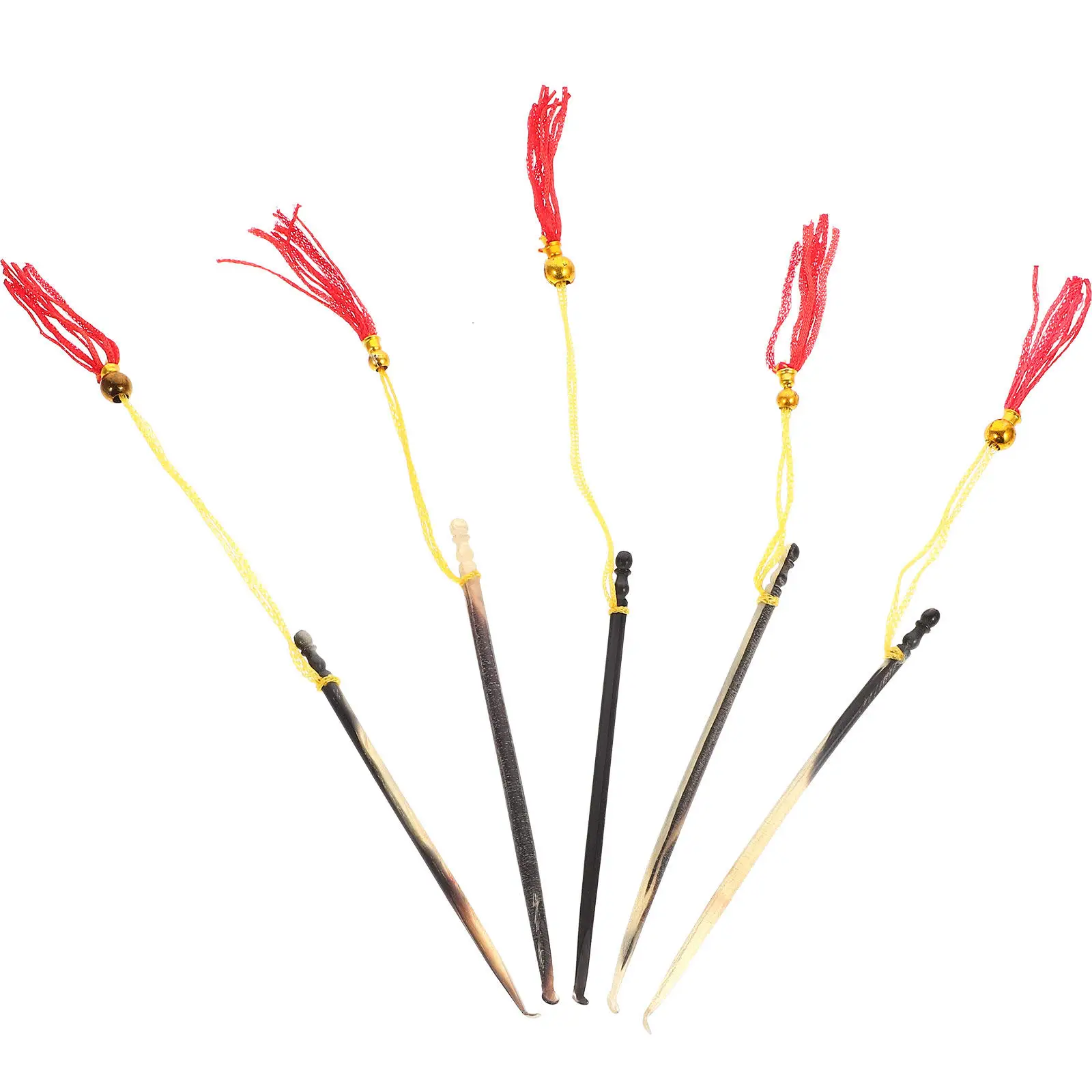 5Pcs Ear Picks Ox Horn Material Sturdy Earwax Removal Tool Lightweight Ear Cleaning Kit Convenient Use Portable Earpick