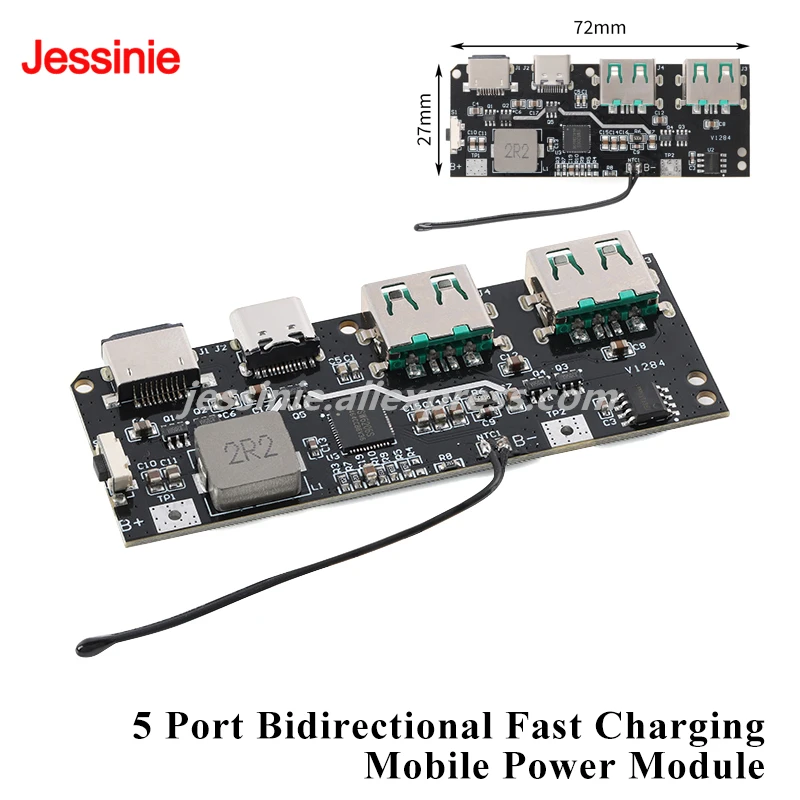 2pcs/1pc 22.5W Power Bank 5 Port QC4+PD3.0 Bidirectional Fast Charging Module Circuit Board DIY Motherboard Kit Quick Charger