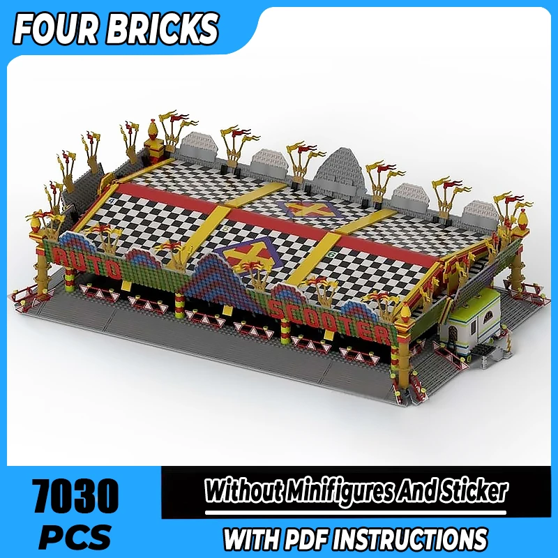 

New Playground Carnival Moc Blocks Bumper Car Rides Technology Modular Blocks Models Gifts Christmas Toys DIY Sets Assembled！