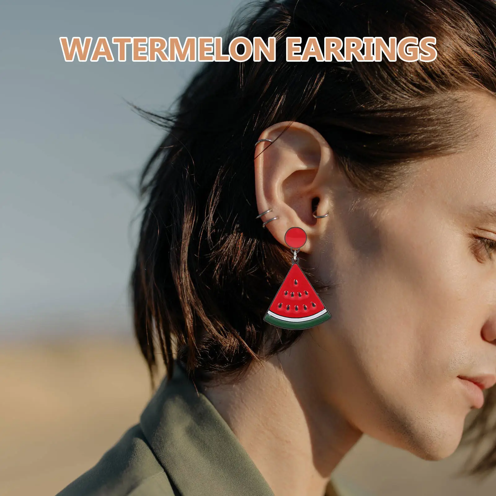 1Pair Watermelon Earrings Summer Party Lightweight Zinc Alloy Cute Fruit Jewelry for Daily Wear Dates Casual Fashion
