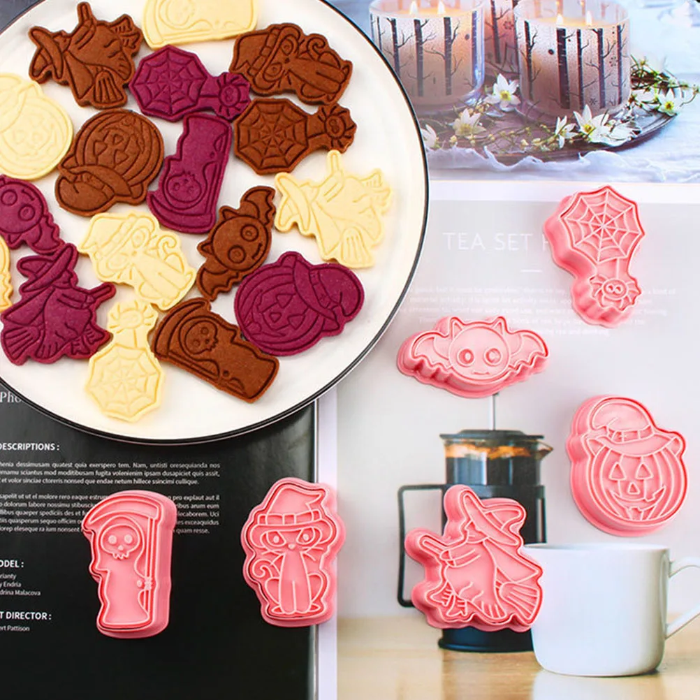 

6 Pcs Cookie Molds Biscuit Mold DIY Tools Ghost Shape Creative Cake Decorating Halloween Kitchen Supplies PP Material Easy Clean