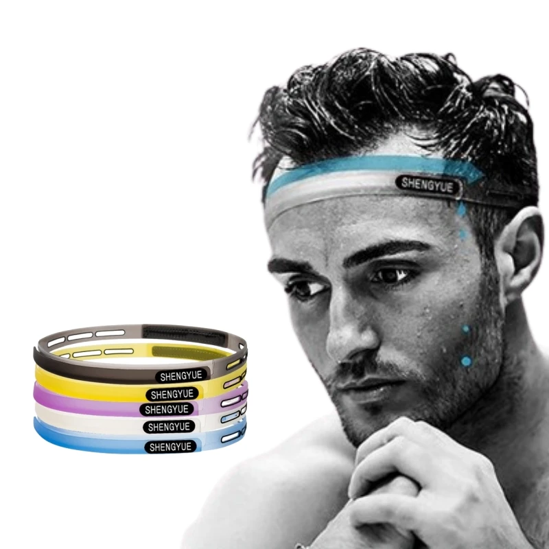 Adjustable Silicone Anti-slip Sweat Sweatband Headband Men Women Exercise Fitness Running Yoga Elastic Sports Sweat Guide Belt