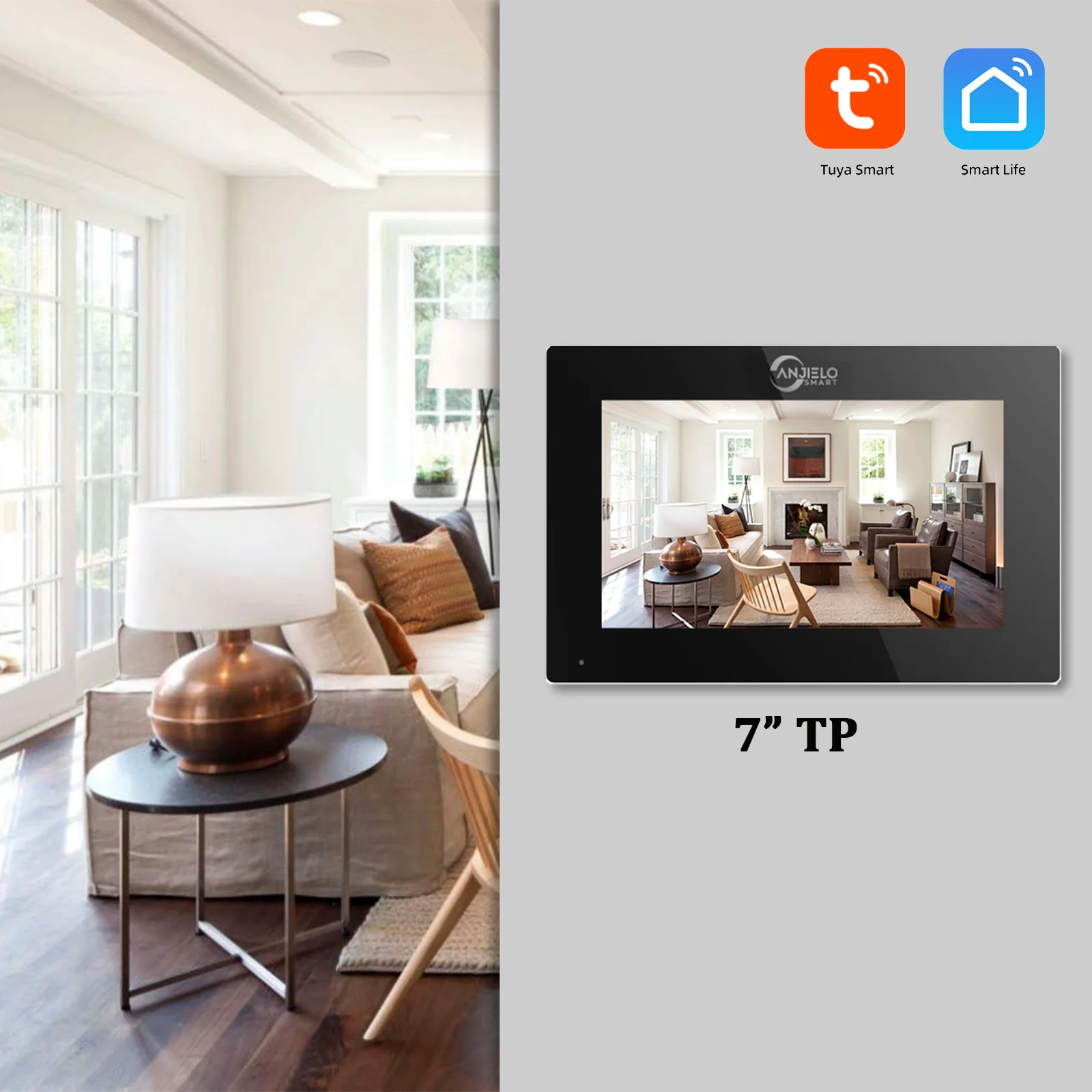 TUYA 1080P 10 Inch 7 Color Touch Screen Wireless Wifi Video Doorbell Smart APP Home Intercom Kit for RFID Access Control System